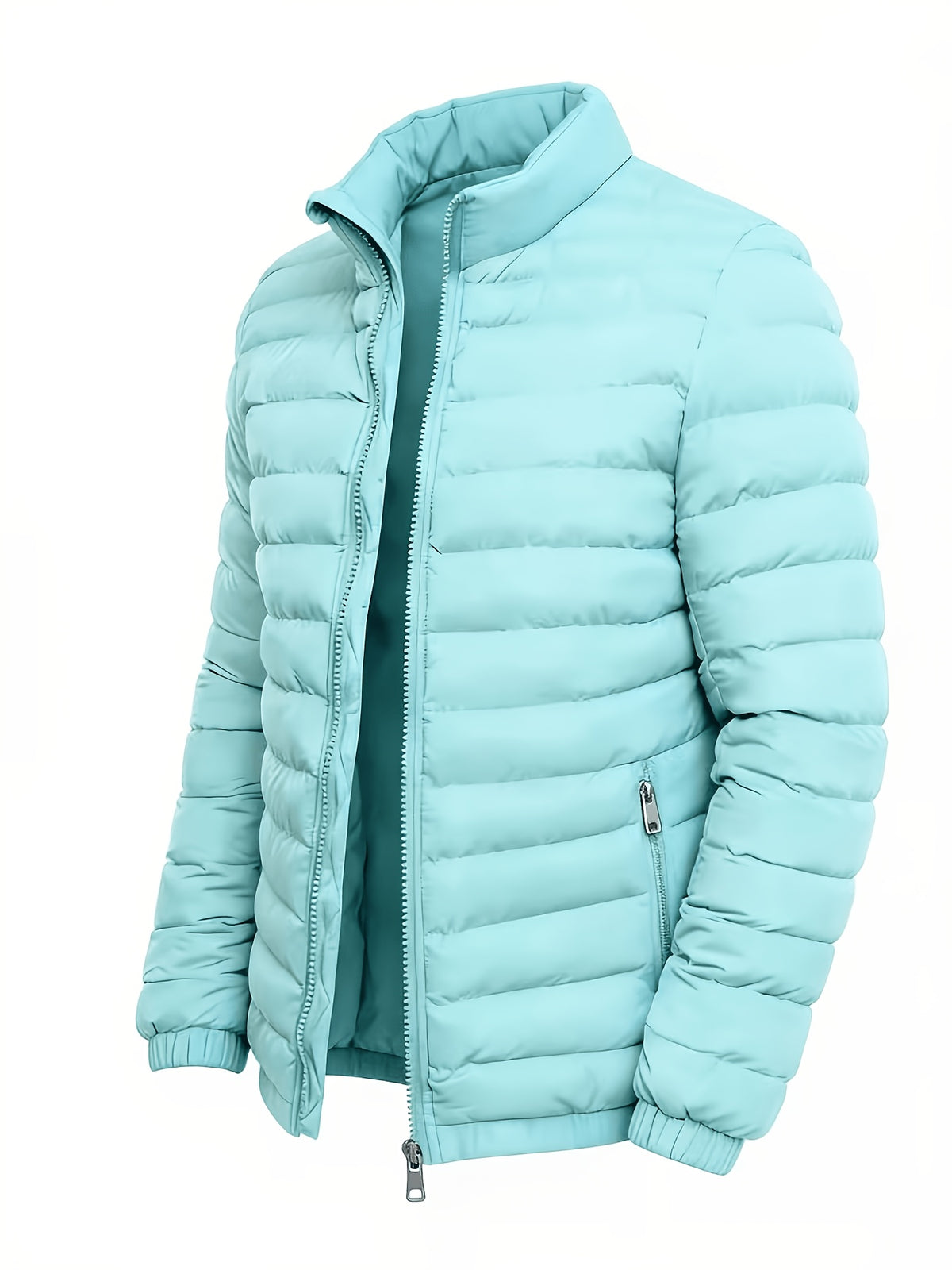 Manteau matelassé pour homme, à col montant, bleu ciel