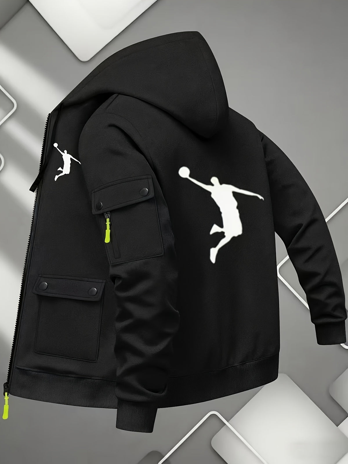 Veste pour homme, à capuche, gris foncé