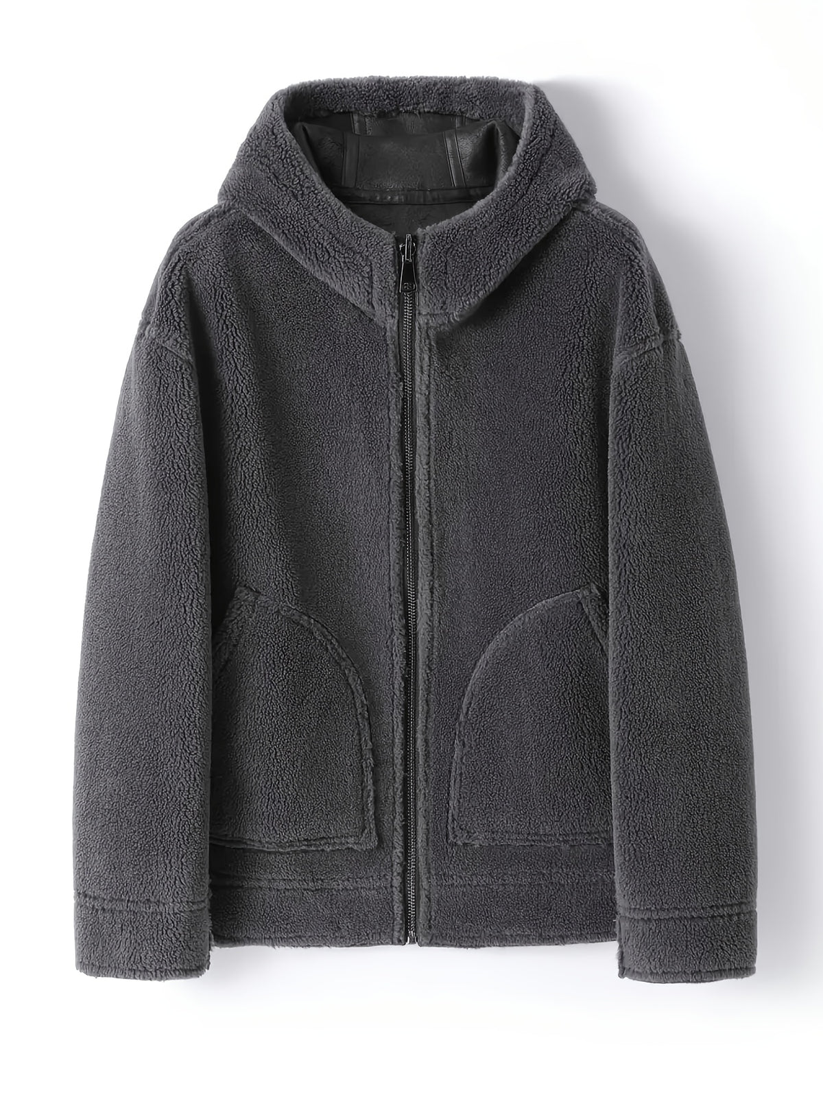 Manteau en fausse fourrure long pour homme, velours, à capuche