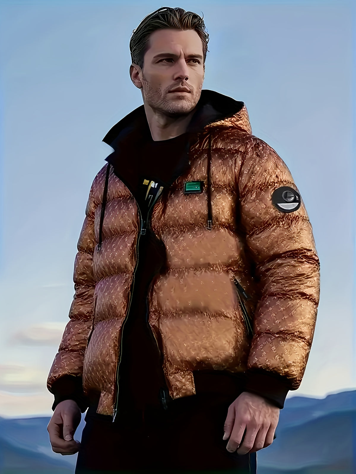 Veste pour homme, coupe-vent, à capuche, vert