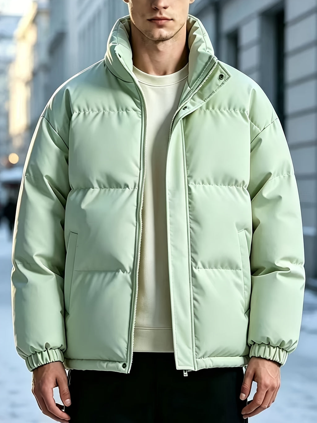 Veste pour homme, à col montant, rouge tendre