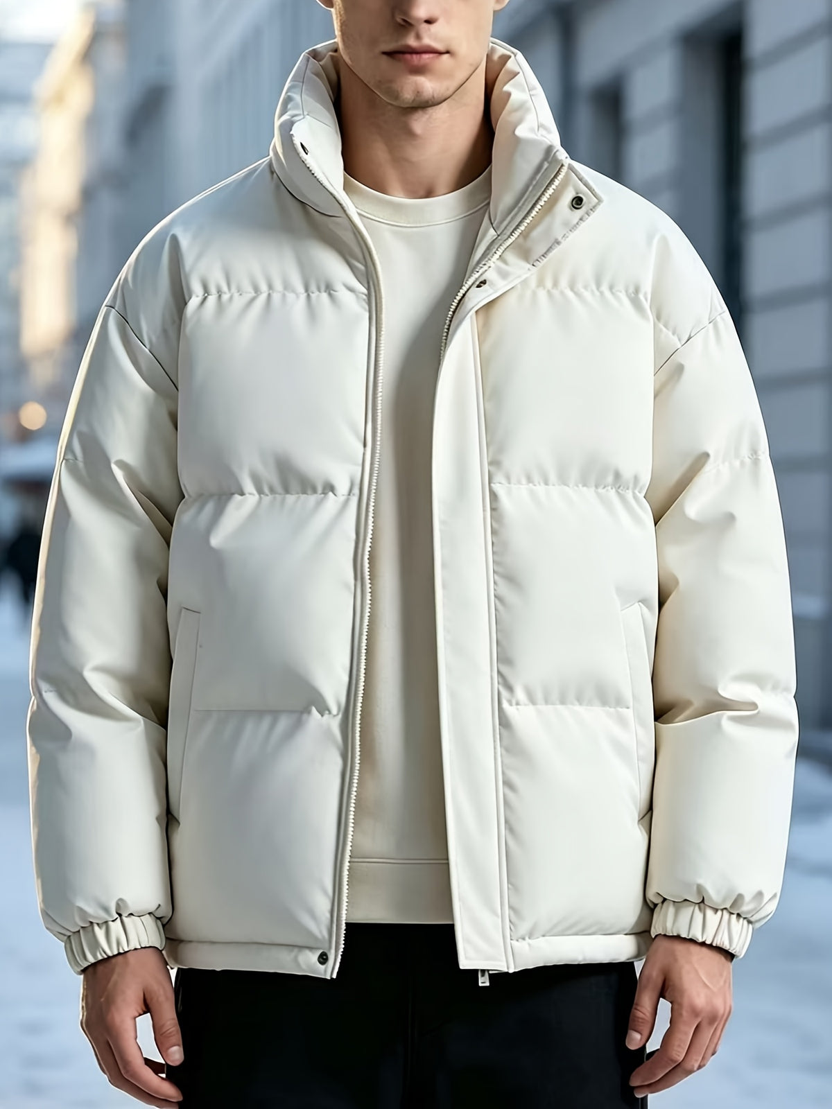 Veste pour homme, à col montant, rouge tendre