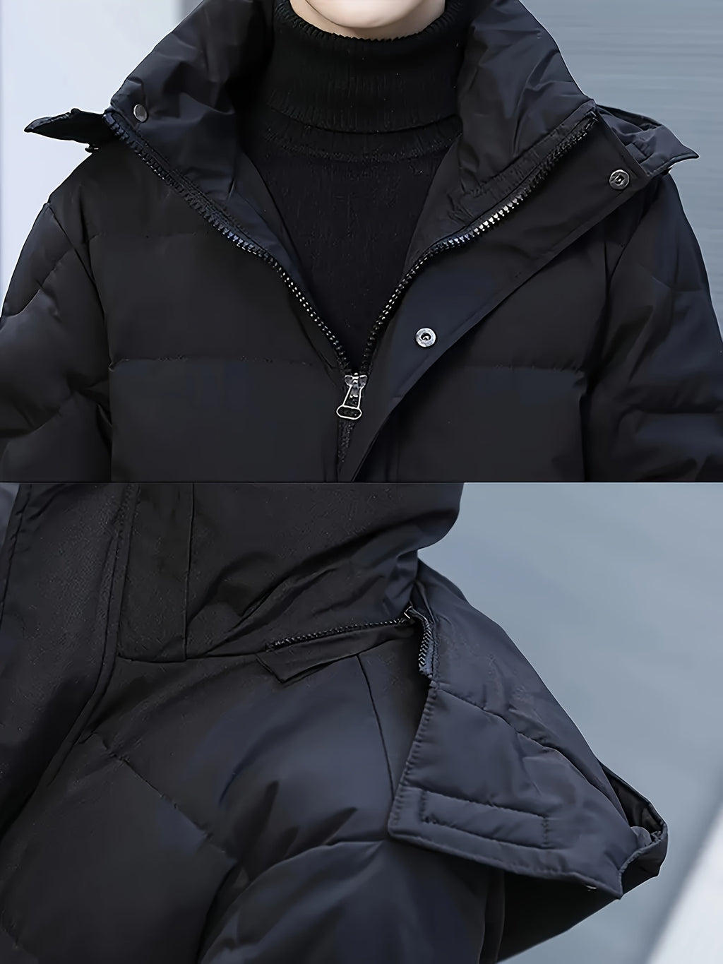 Manteau matelassé long pour homme, coupe-vent, à capuche, long