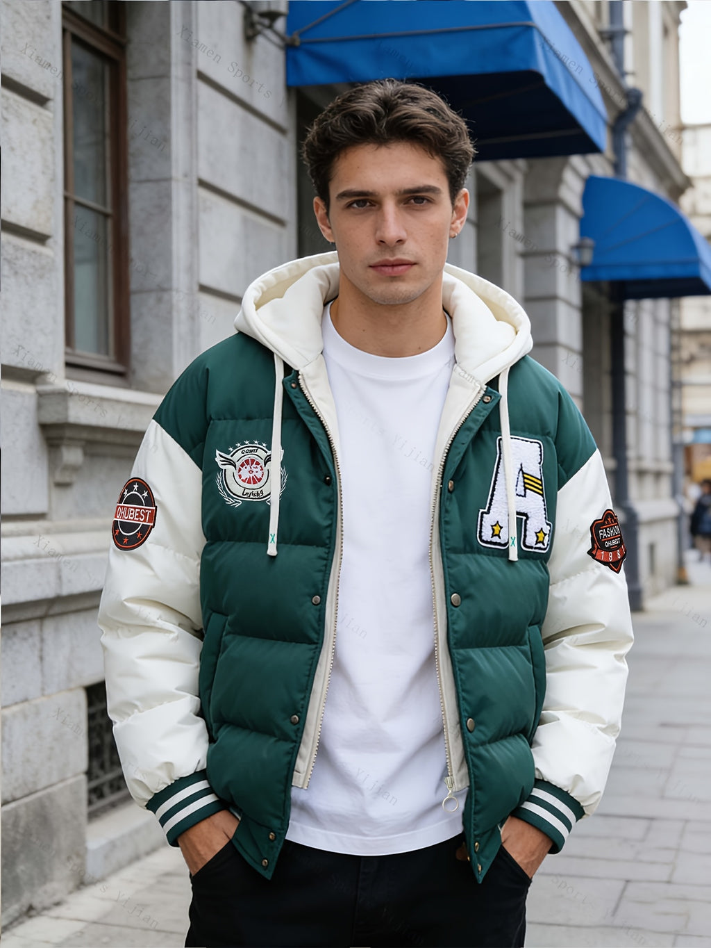 Veste pour homme, à capuche, noir/l