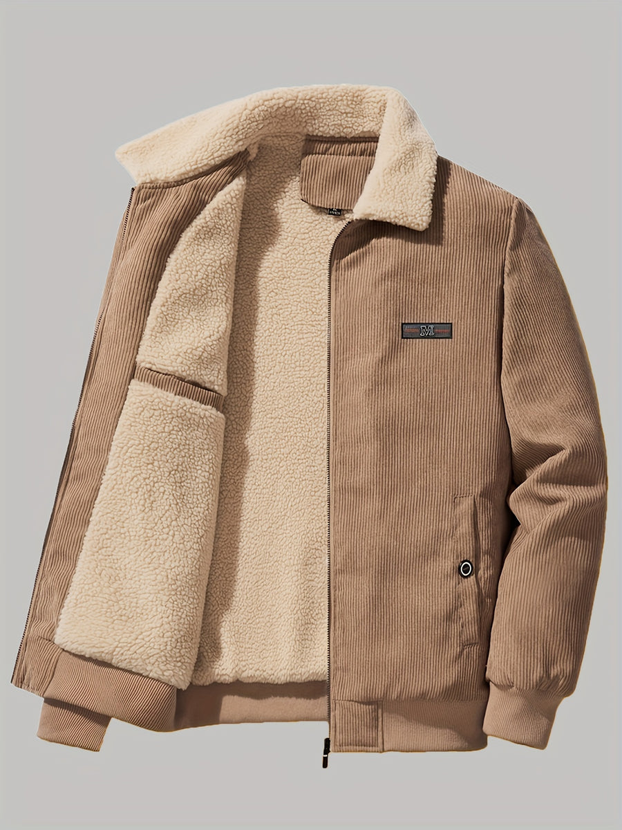 Veste, velours côtelé, à revers, gris, photo 6
