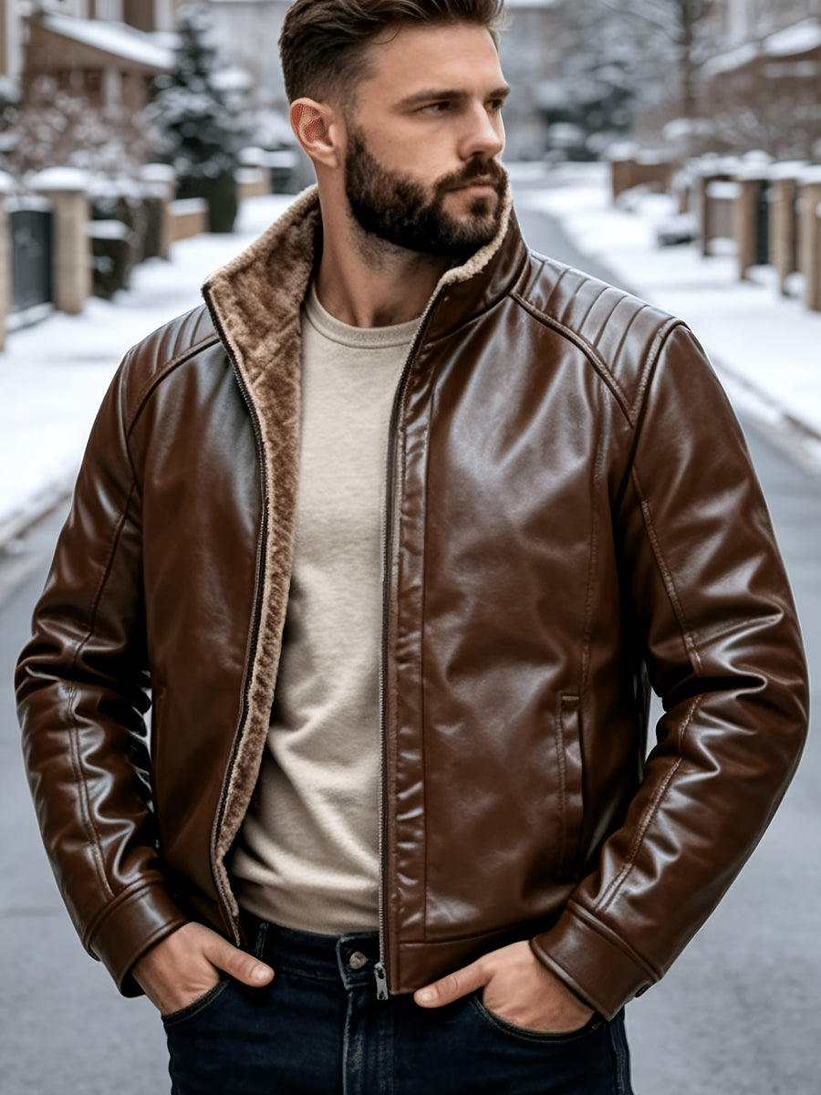 Veste en fausse fourrure, à revers, café, détail du vêtement