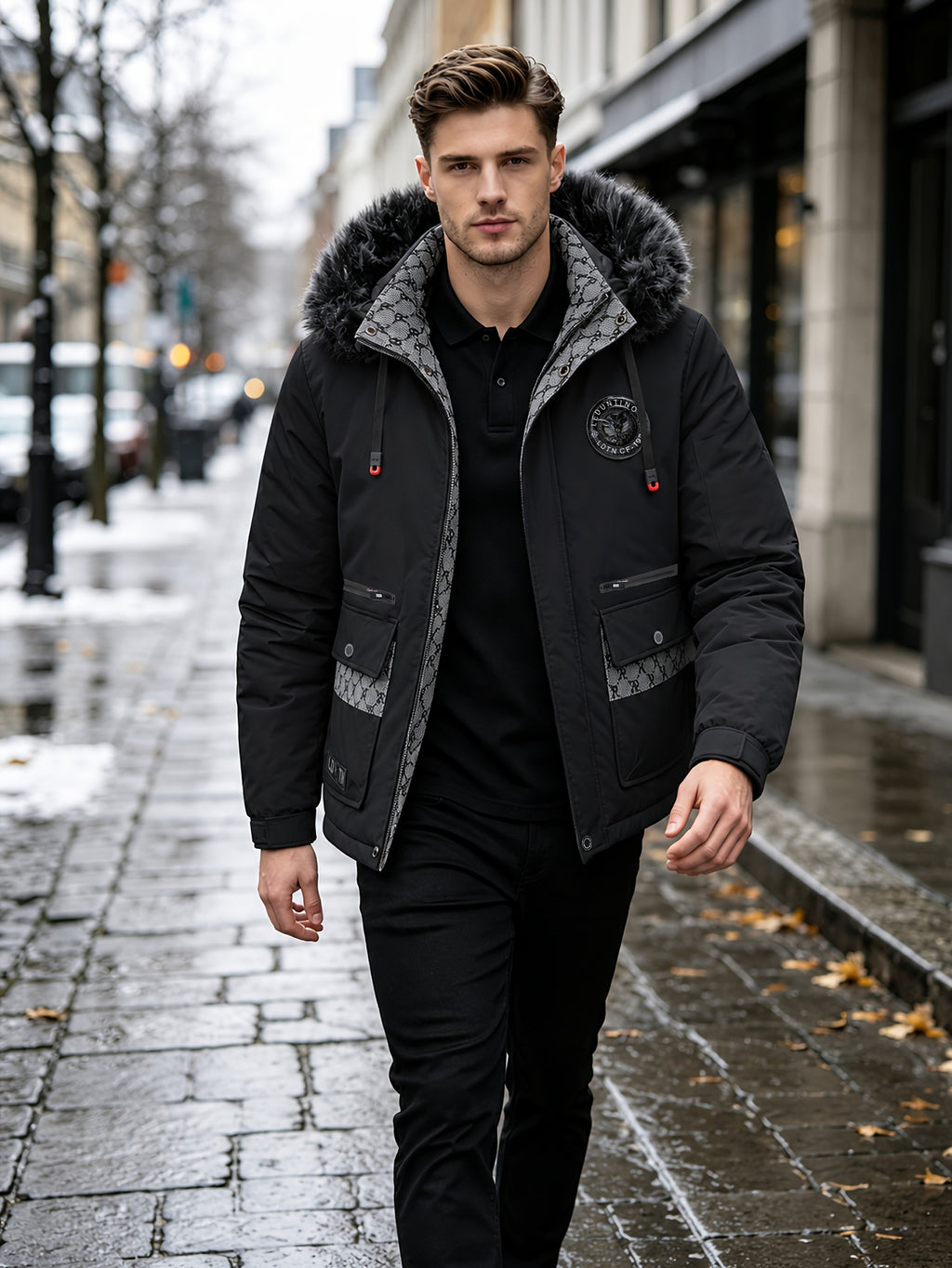 Manteau pour homme, à capuche, blanc