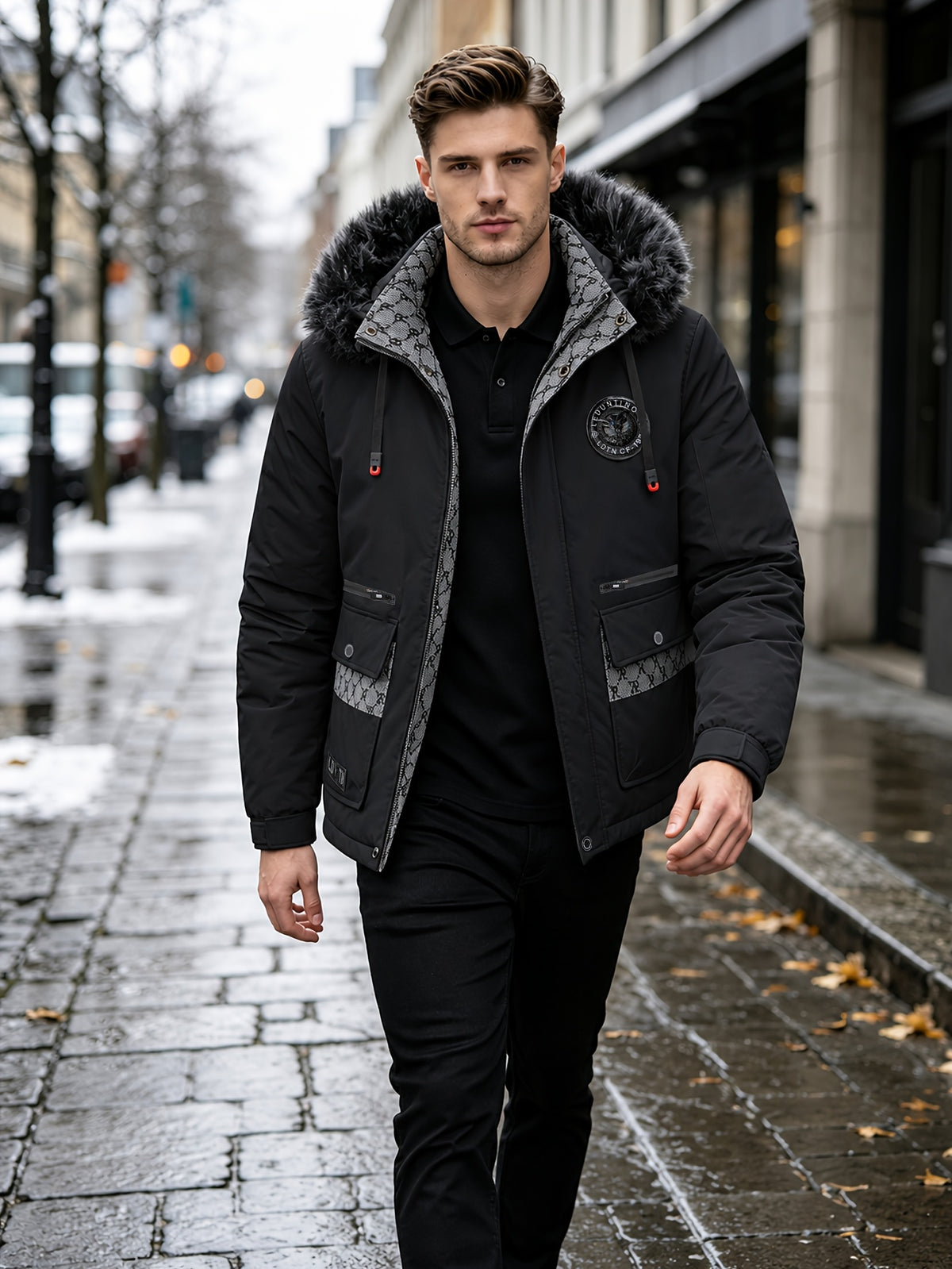 Manteau pour homme, à capuche, blanc