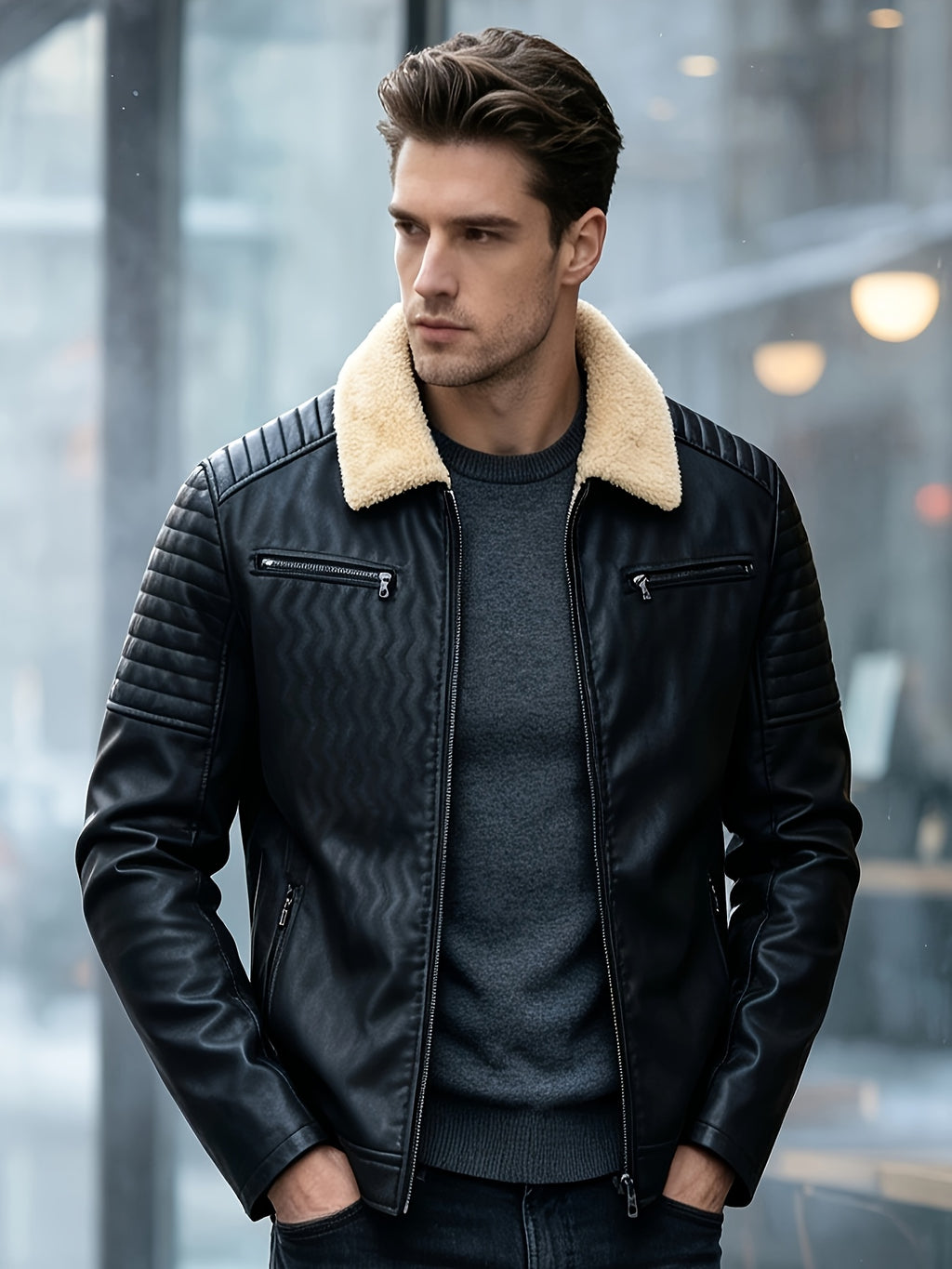 Veste, à revers, fermeture éclair, détail du vêtement