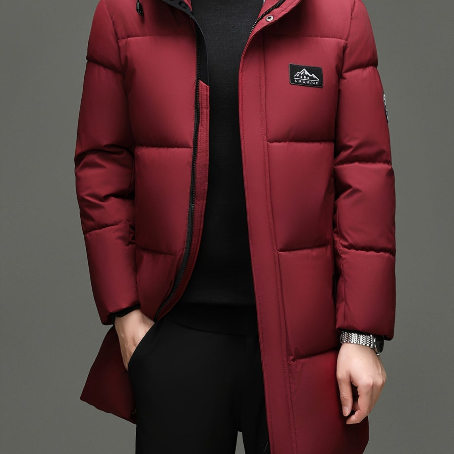 Veste longue, à capuche, rouge, coloris rouge