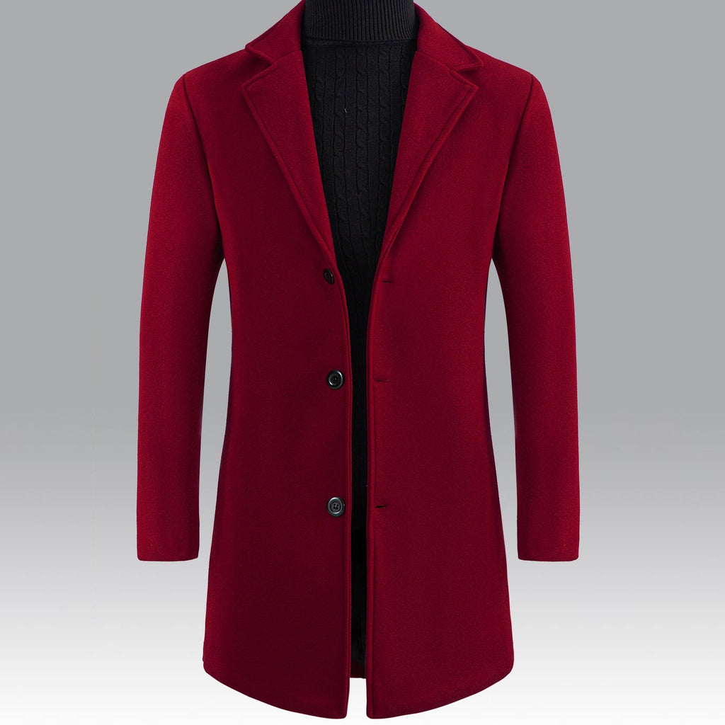 Trench long, à revers, gris argenté, coloris bourgogne