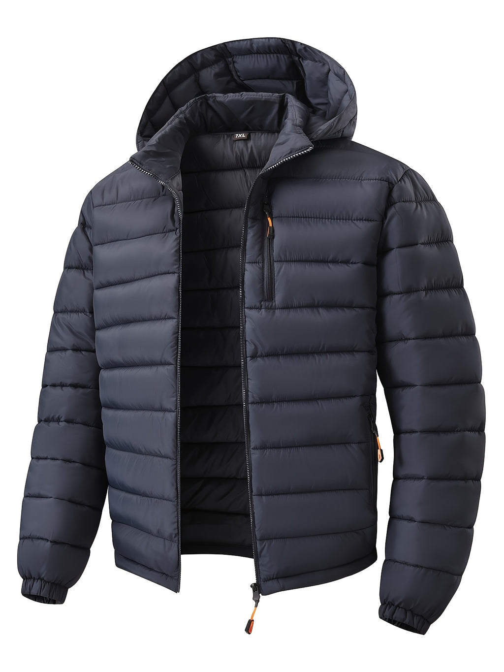 Manteau matelassé pour homme, coupe-vent, à capuche, bleu marine