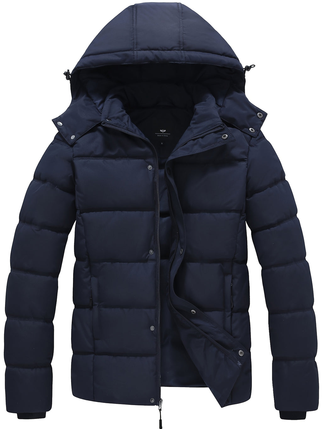 Veste matelassée pour homme, coupe-vent, à capuche, col montant