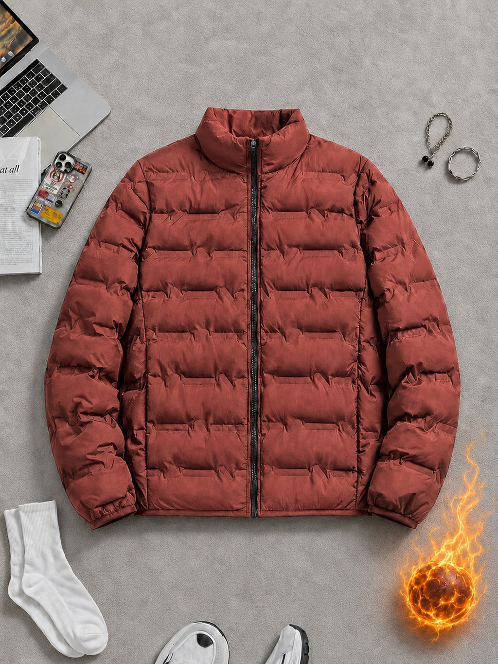 Veste pour homme, à col montant, bleu foncé
