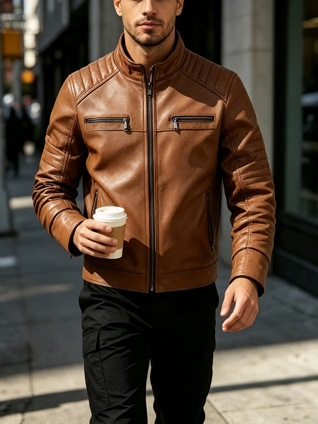 Veste, à revers, fermeture éclair et boutonnage