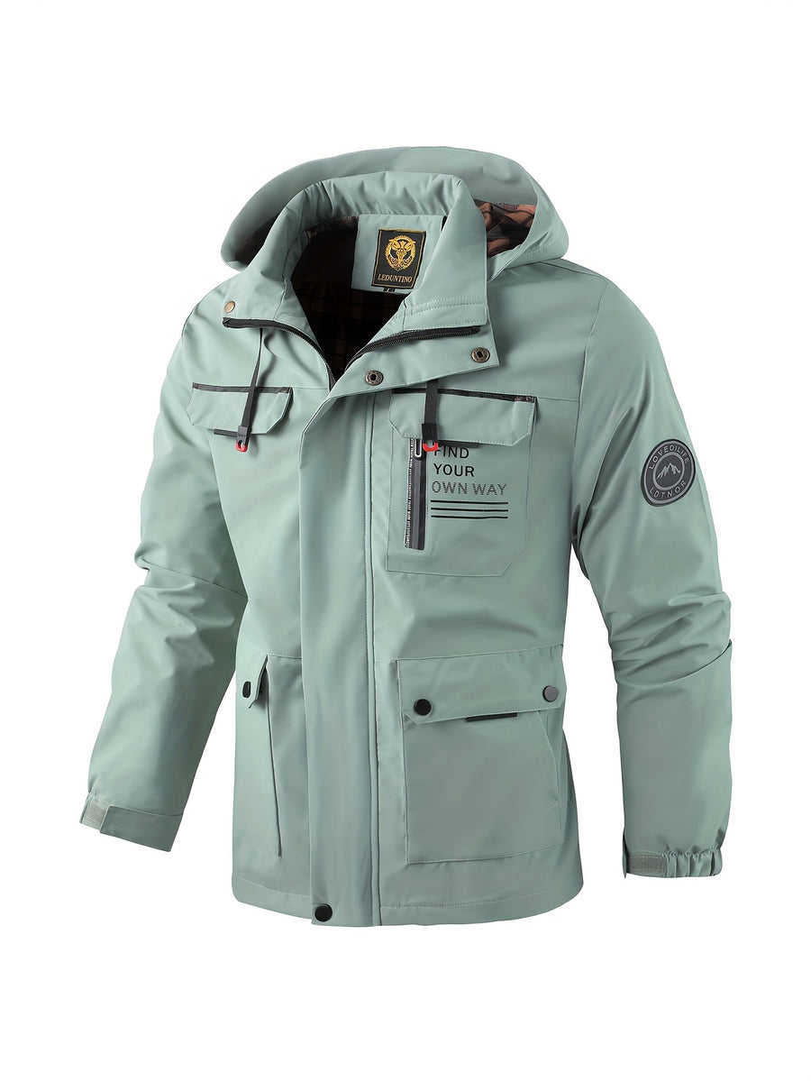 Veste, coupe-vent, à capuche, rouge brique, photo 15