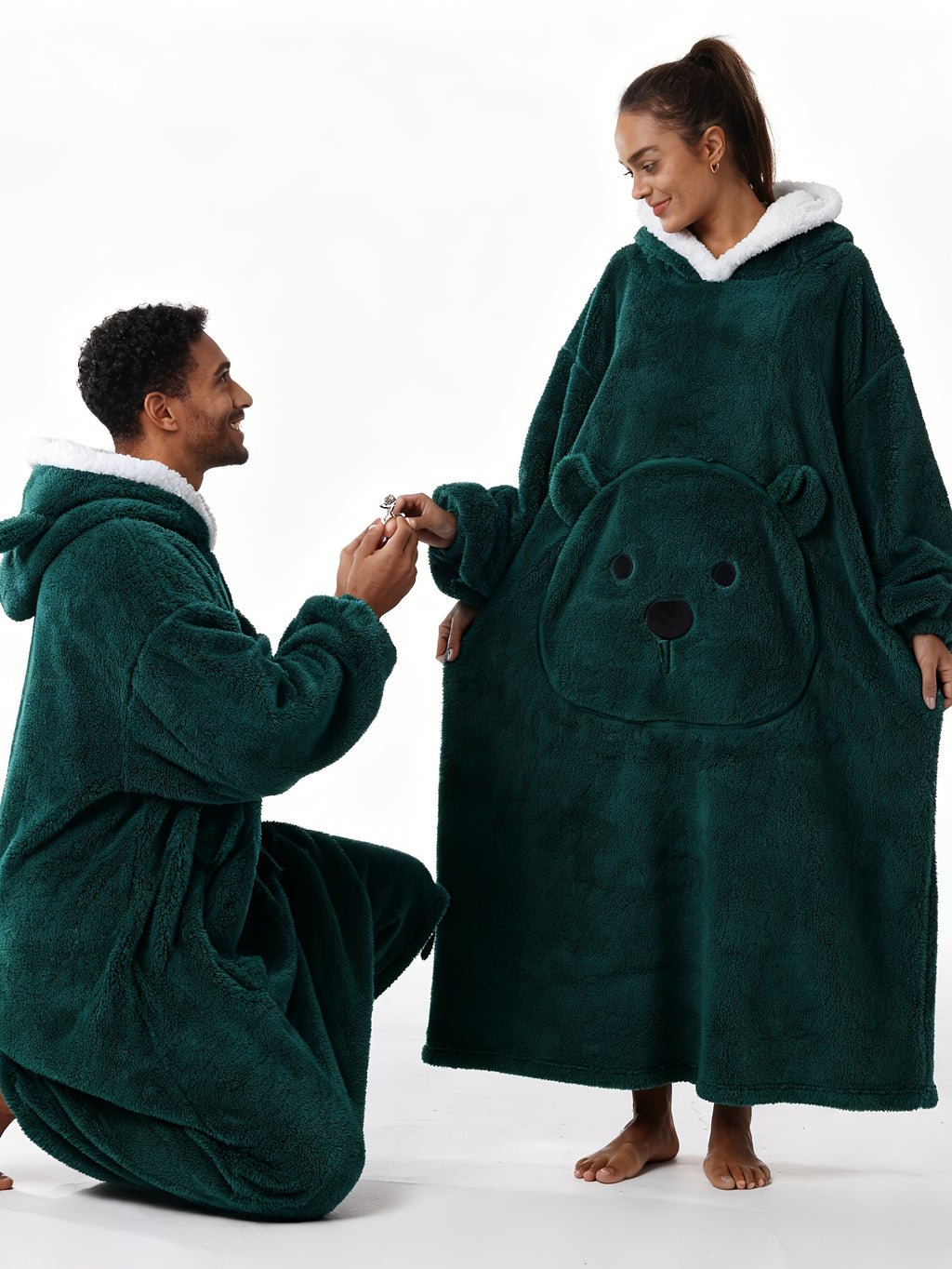 Manteau long pour homme, polaire, à capuche, gris clair
