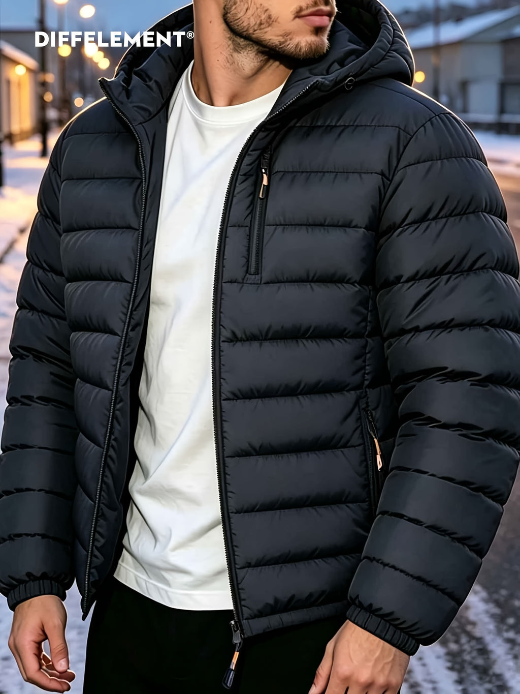 Veste pour homme, coupe-vent, à capuche, col montant