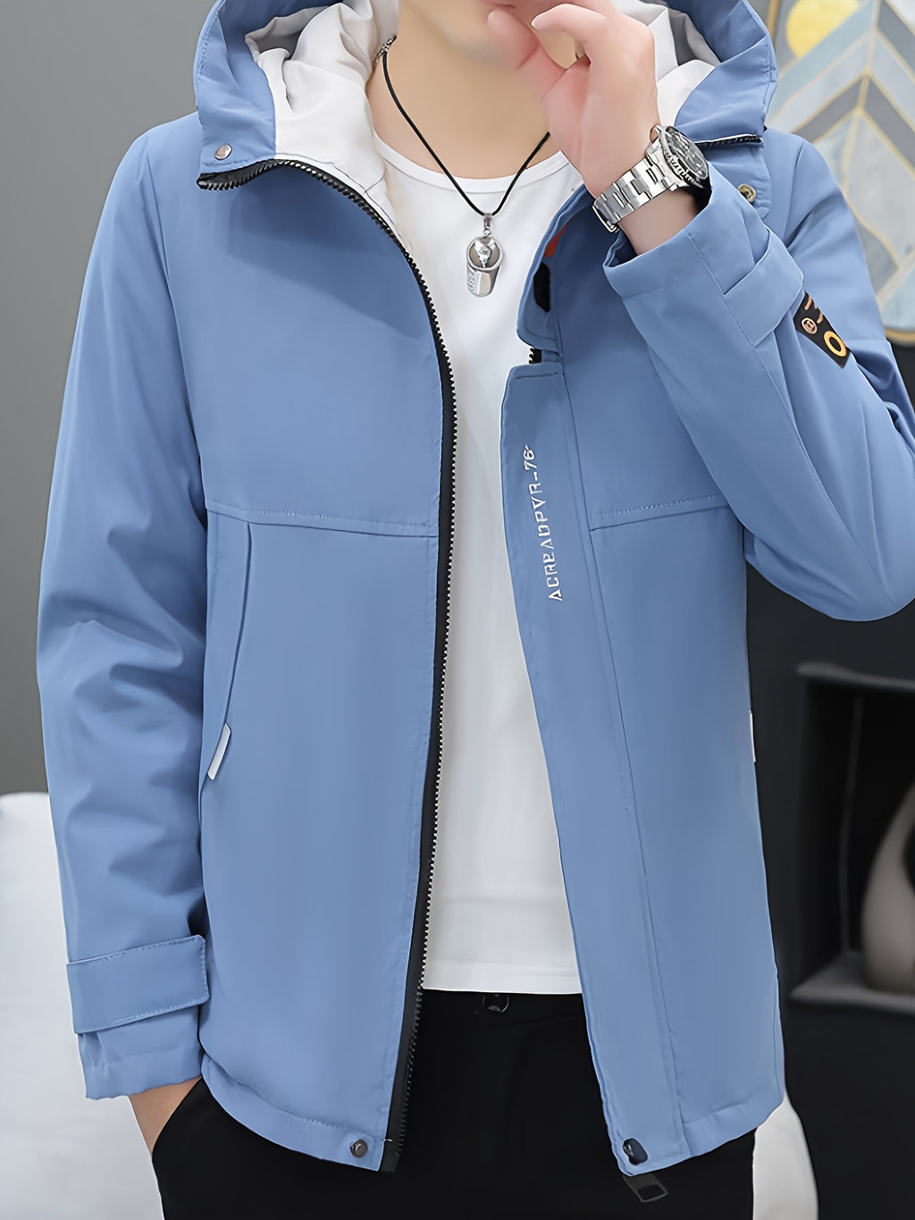 Veste pour homme, à capuche, 1x05 vêtements yijia-r6618 noir