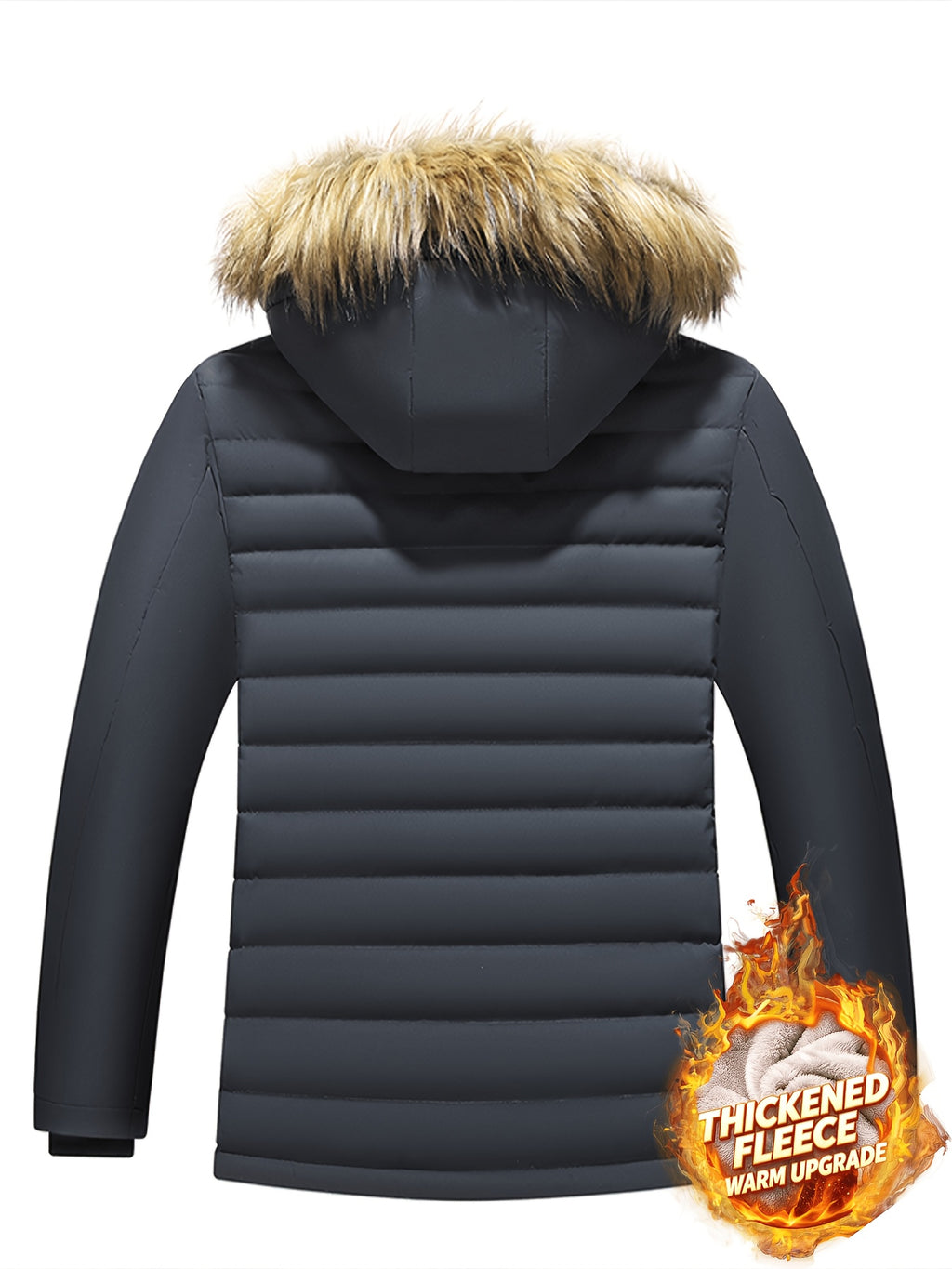 Veste en fausse fourrure pour homme, polaire, à capuche, noir