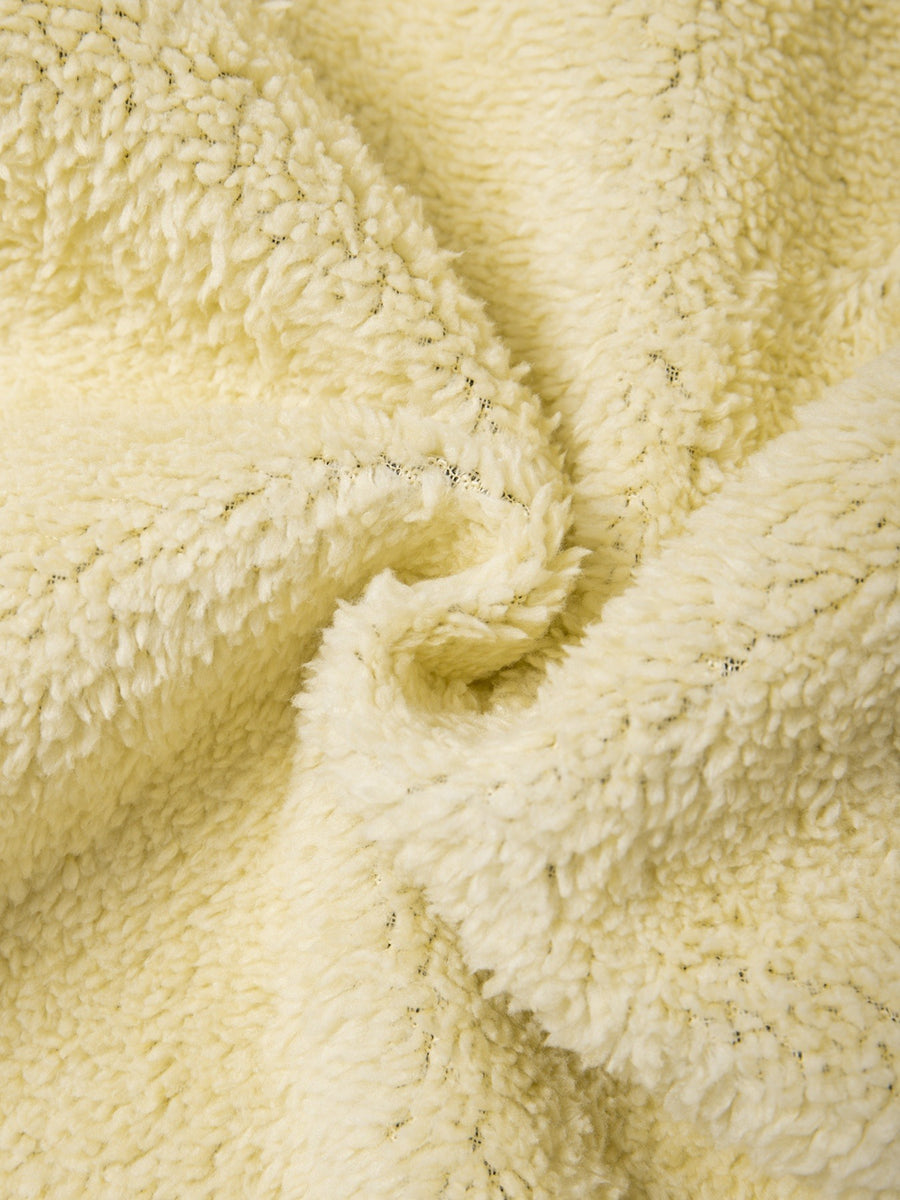 Manteau, polaire, à capuche, gris foncé, détail du vêtement