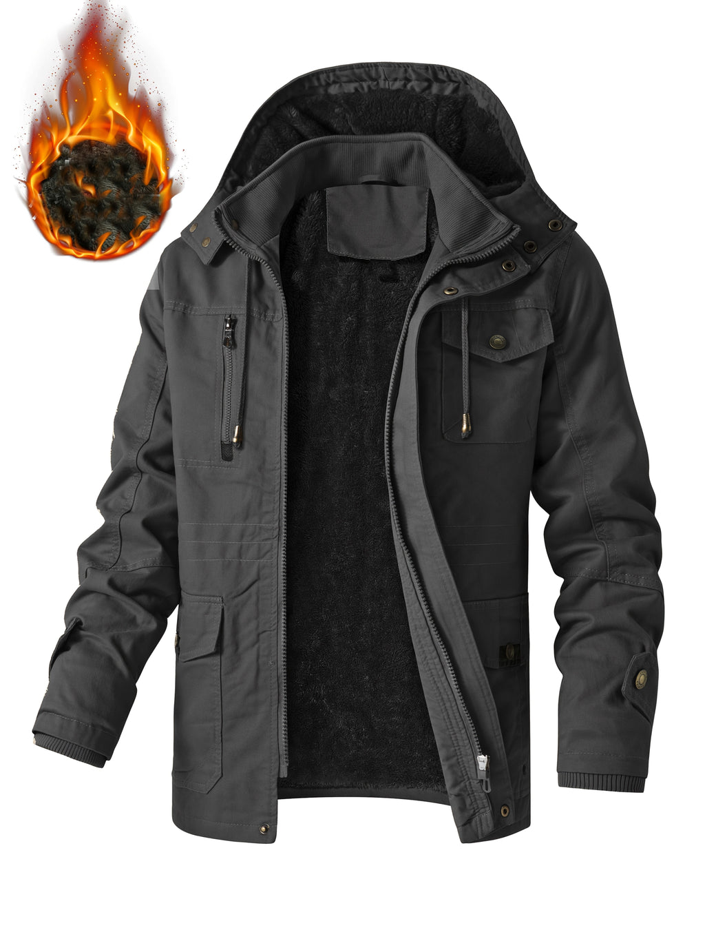 Veste mi-long pour homme, à capuche, noir