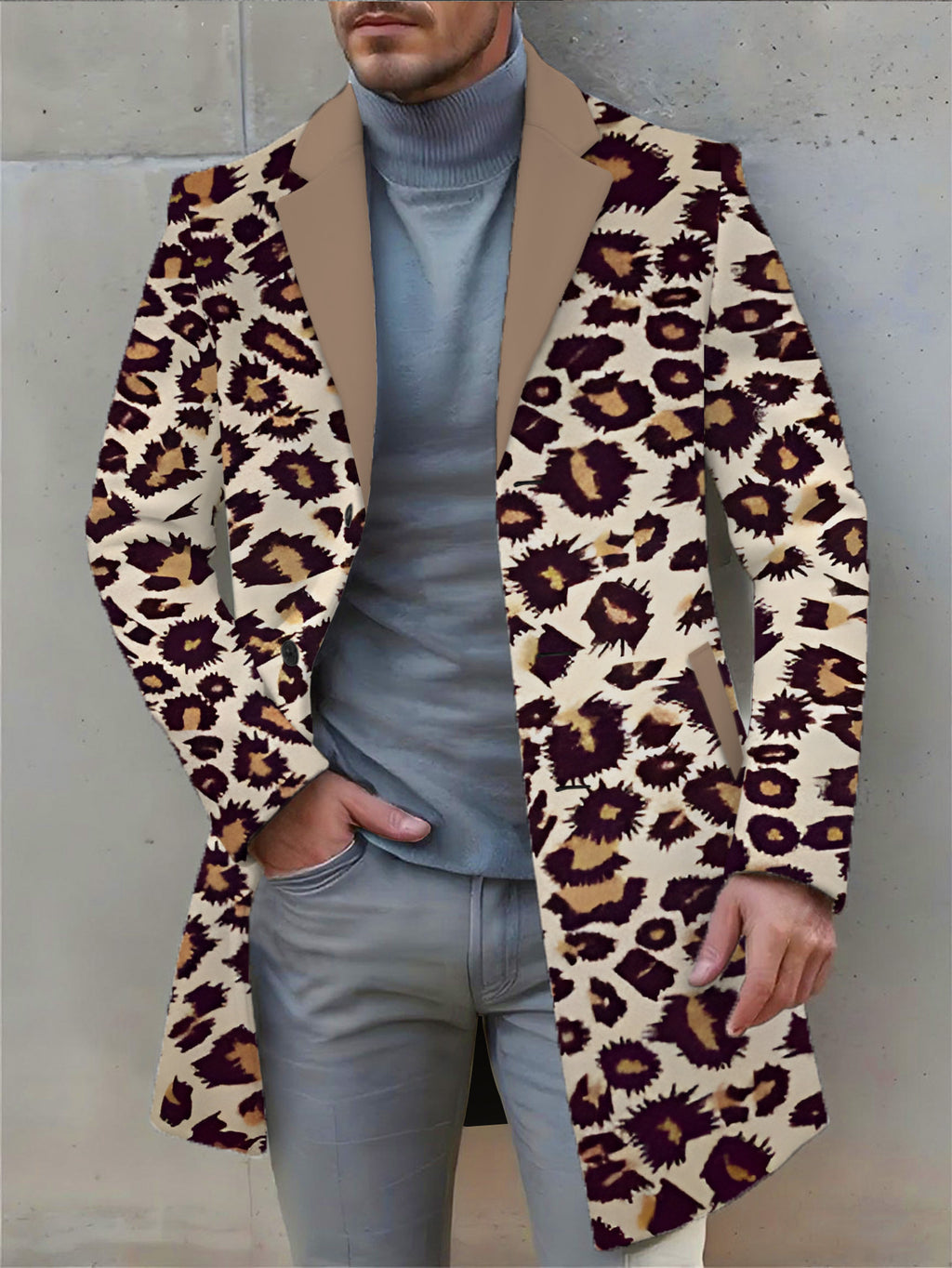 Manteau long pour homme, à revers, long