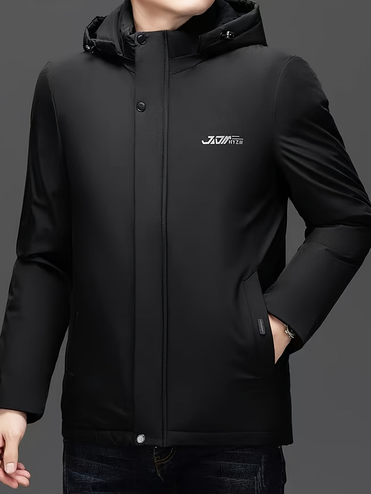 Manteau matelassé pour homme, capuche amovible, bleu marine