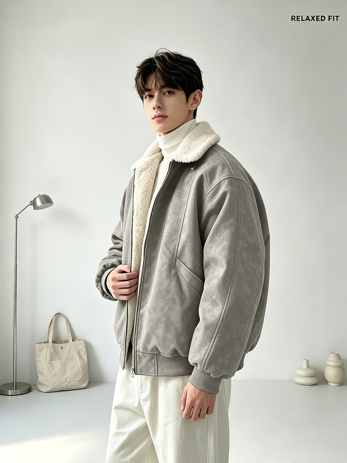 Veste matelassée pour homme, polaire, à revers