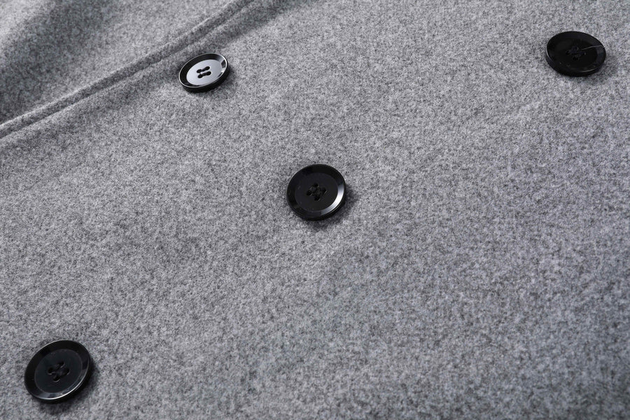 Manteau long, tweed, à revers, détail du vêtement