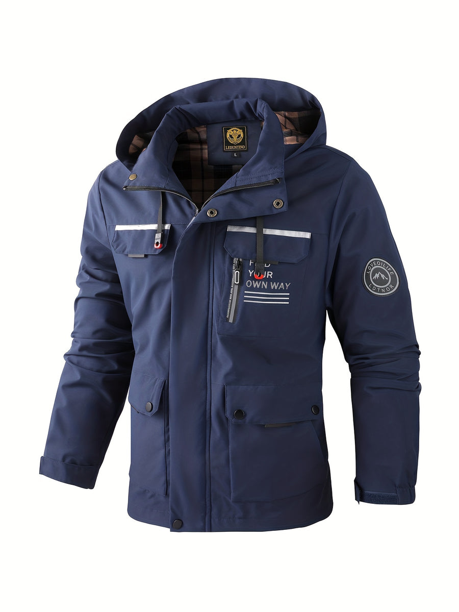 Veste, coupe-vent, à capuche, rouge brique, photo 14