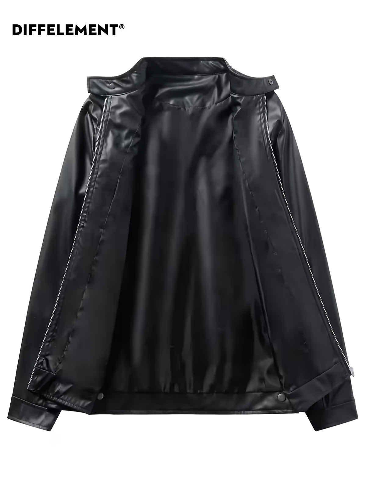 DIFFELEMENT Veste Décontractée Homme à Petit Col Montant Coupe-Vent Légère Toutes Saisons Adaptée Veste de Moto Tissu Doux et Lisse Double Fermeture Éclair Multi-Boutons Conception de Poche Fermeture Éclair Coupe Standard Veste Adaptée pour la Conduite Pl, photo 7 Image
