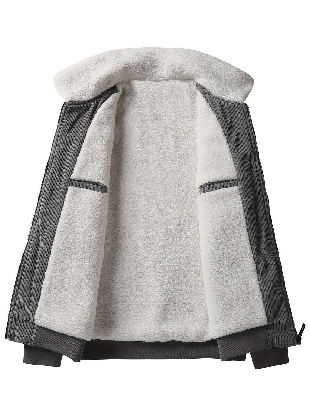 Veste, velours côtelé, à revers, gris, photo 11