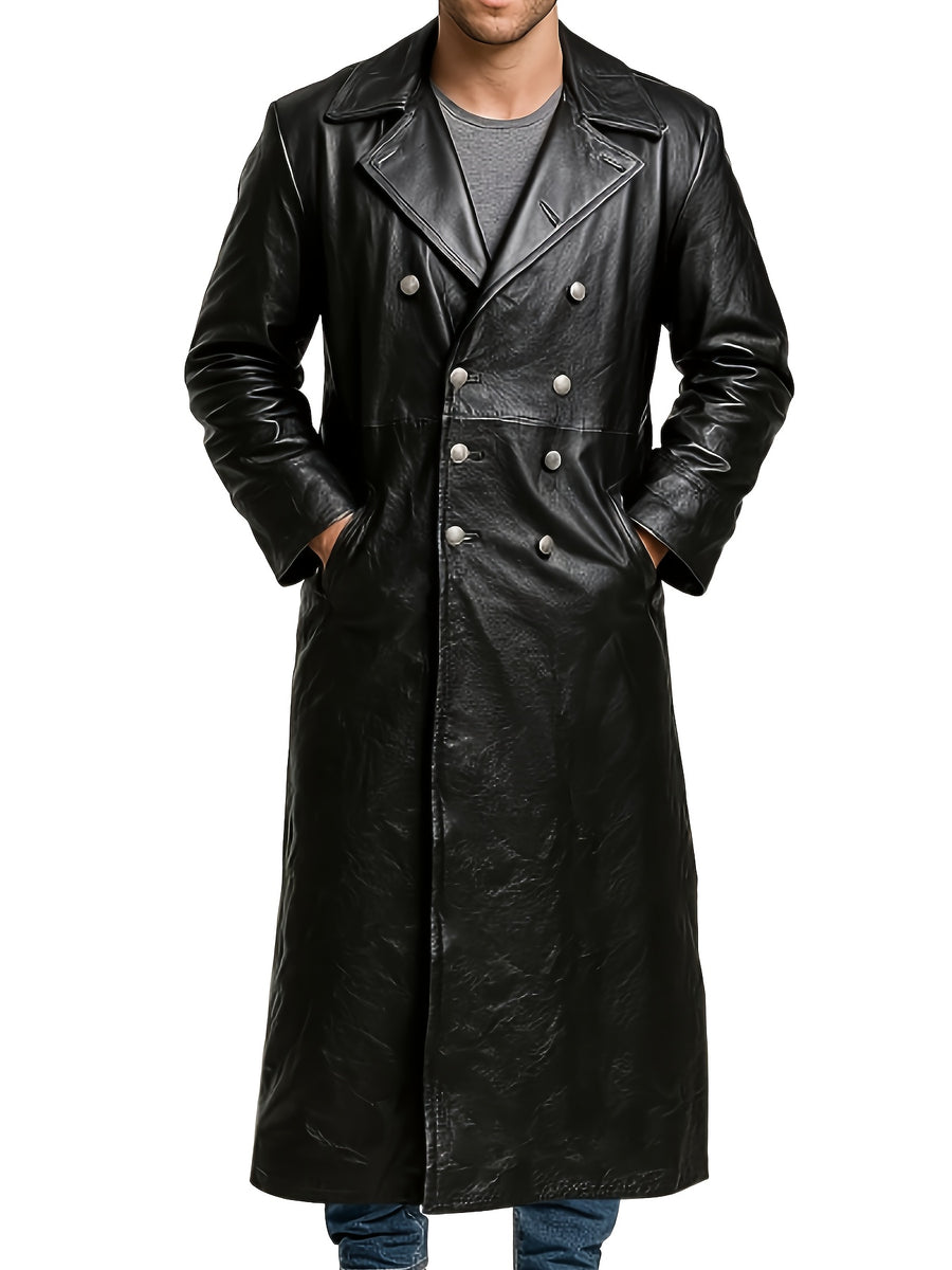 Parapluie Long pour Hommes - Manteau Chaud à Double Boutonnage pour Automne/Hiver avec Col Ajustable & Poches Latérales, Style Décontracté Urbain | Finition Brillante, photo 6