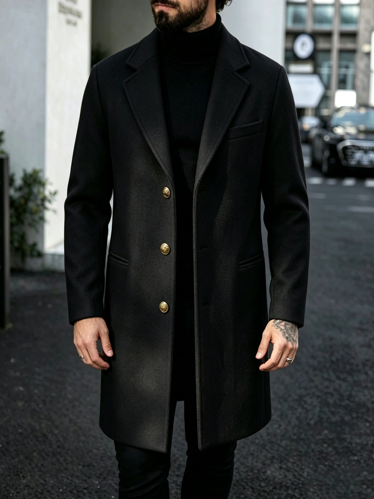 Trench pour homme, à revers, gris clair
