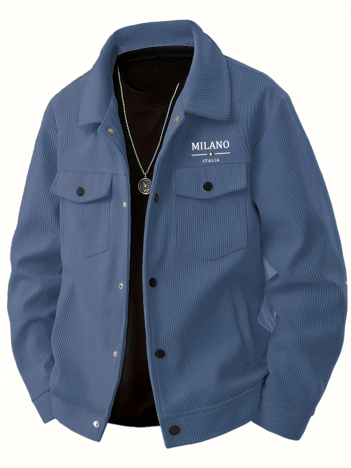 Veste pour homme, velours côtelé, à revers, kaki