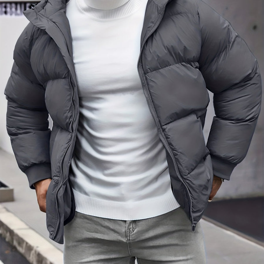 Manteau matelassé, à capuche, coloris gris foncé