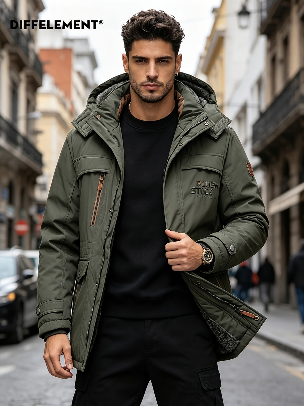 Parka matelassée pour homme, coupe-vent, à capuche