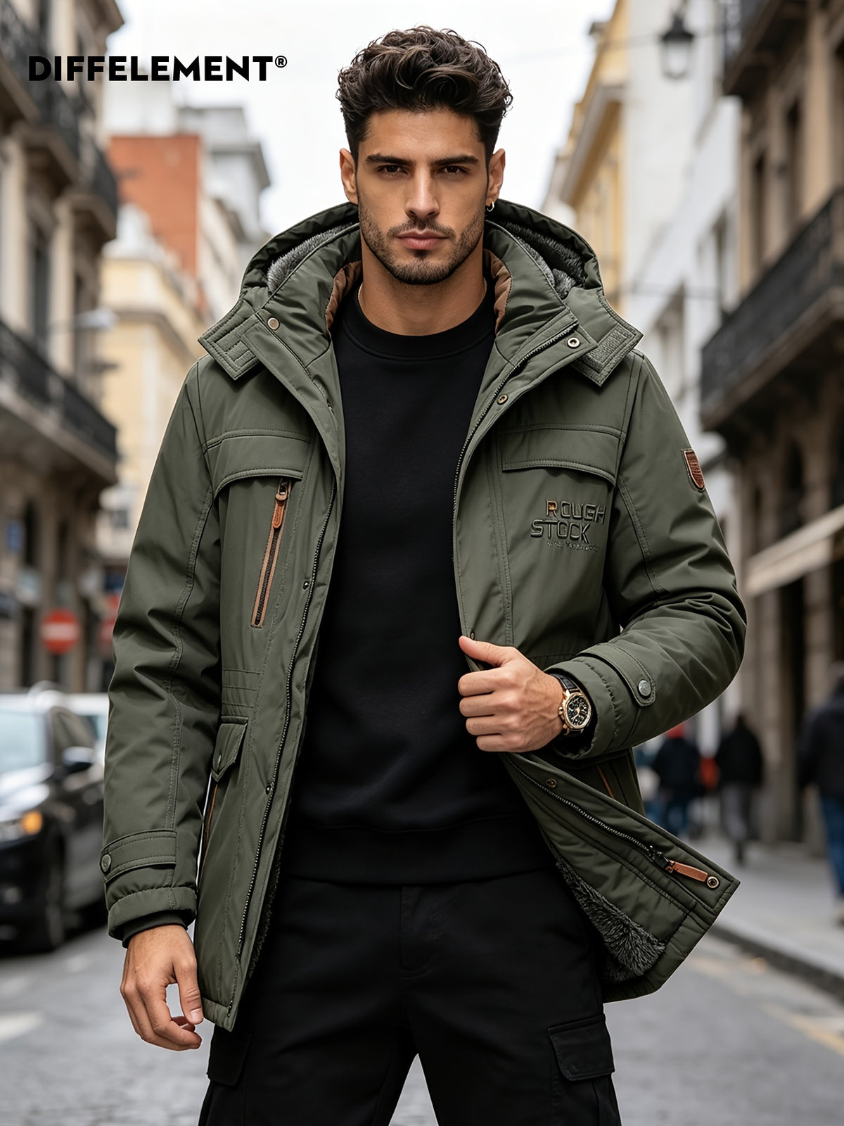 Parka matelassée pour homme, coupe-vent, à capuche