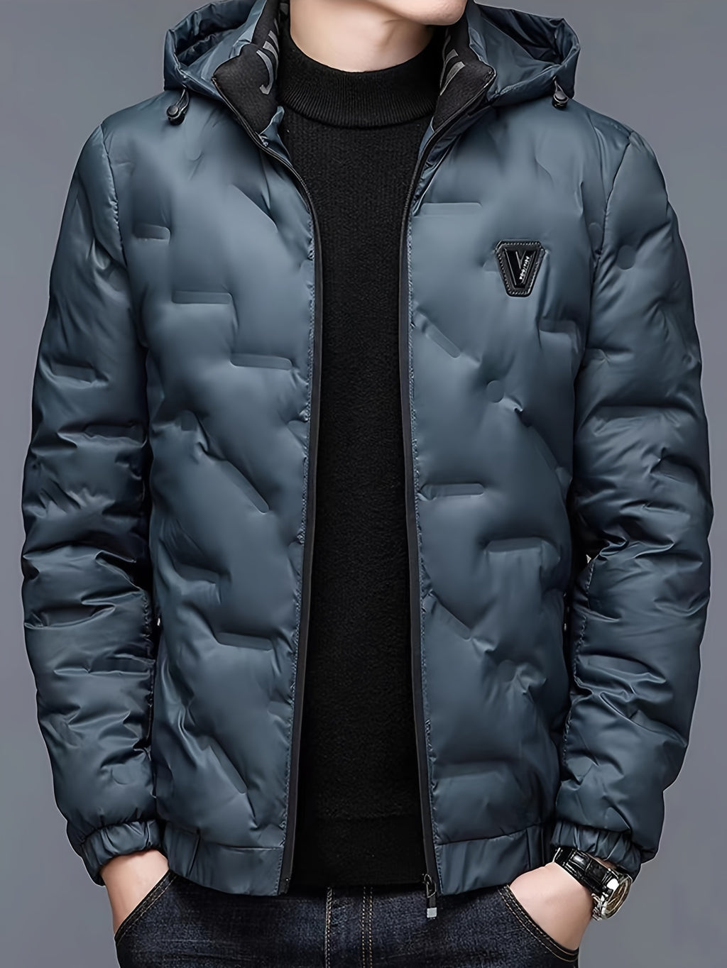 Veste matelassée pour homme, coupe-vent, à capuche, vert clair