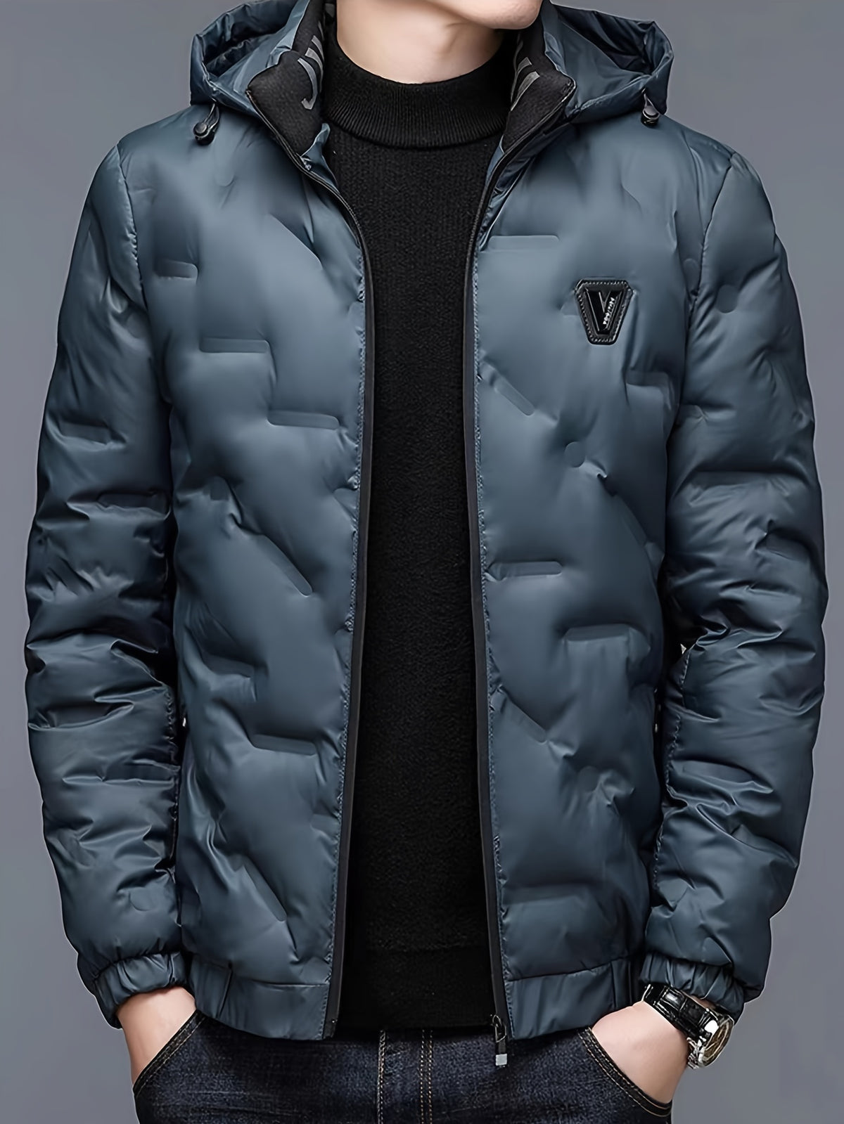 Veste matelassée pour homme, coupe-vent, à capuche, vert clair