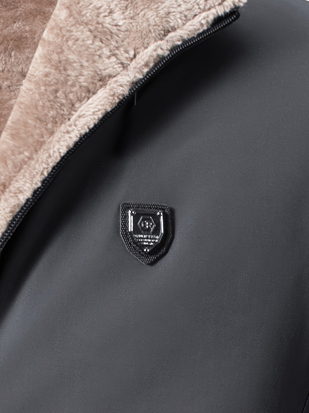 Manteau en fausse fourrure pour homme, polaire, à revers