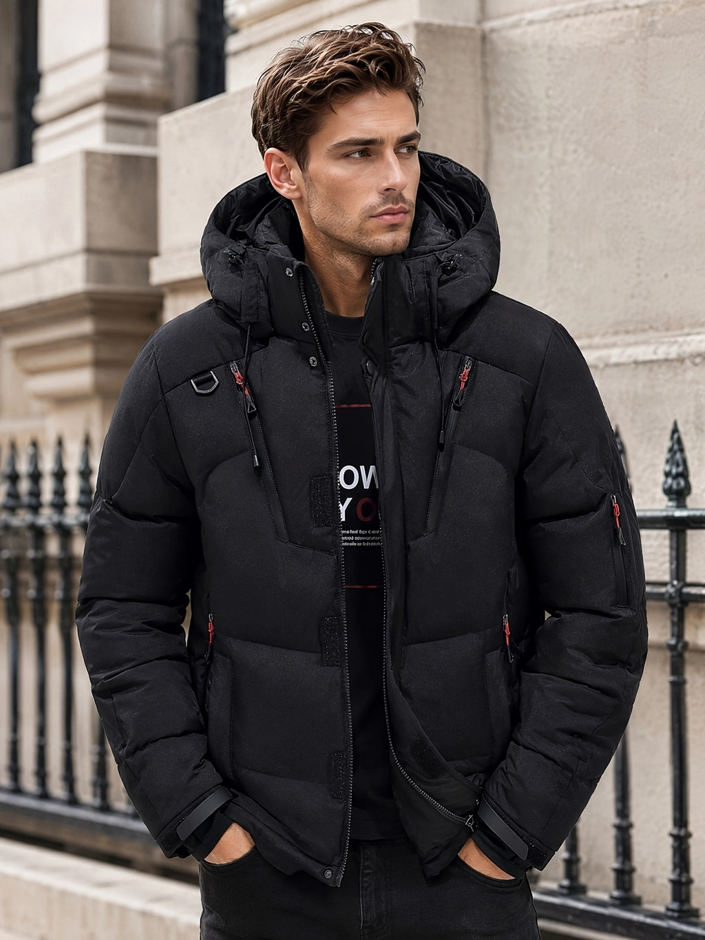 Doudoune matelassée pour homme, à capuche