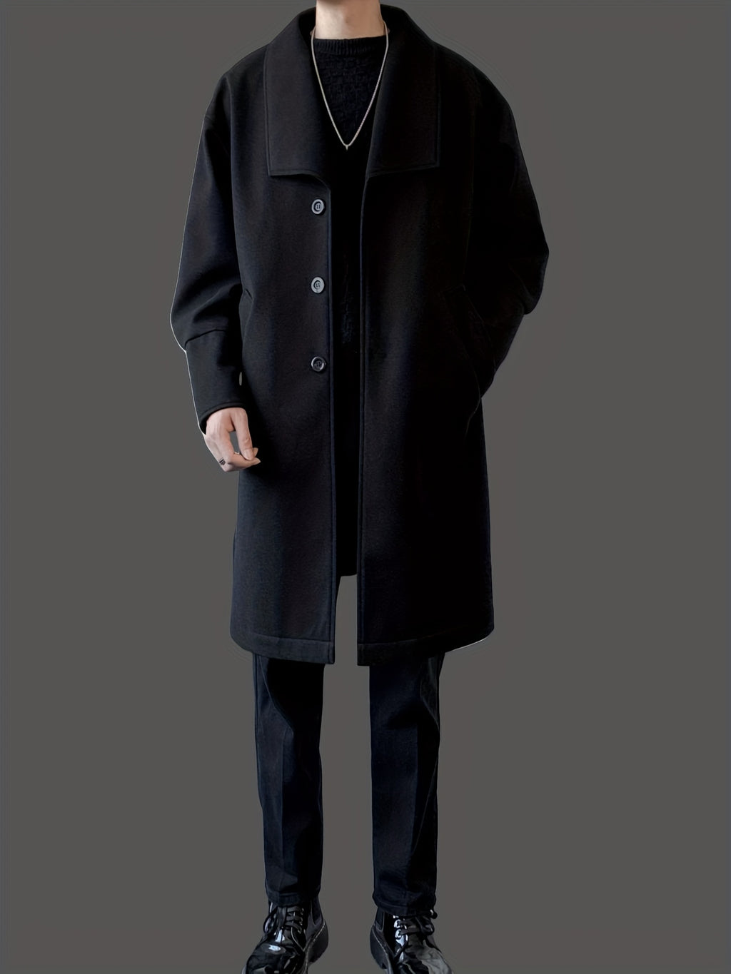 Manteau long pour homme, à revers, abricot