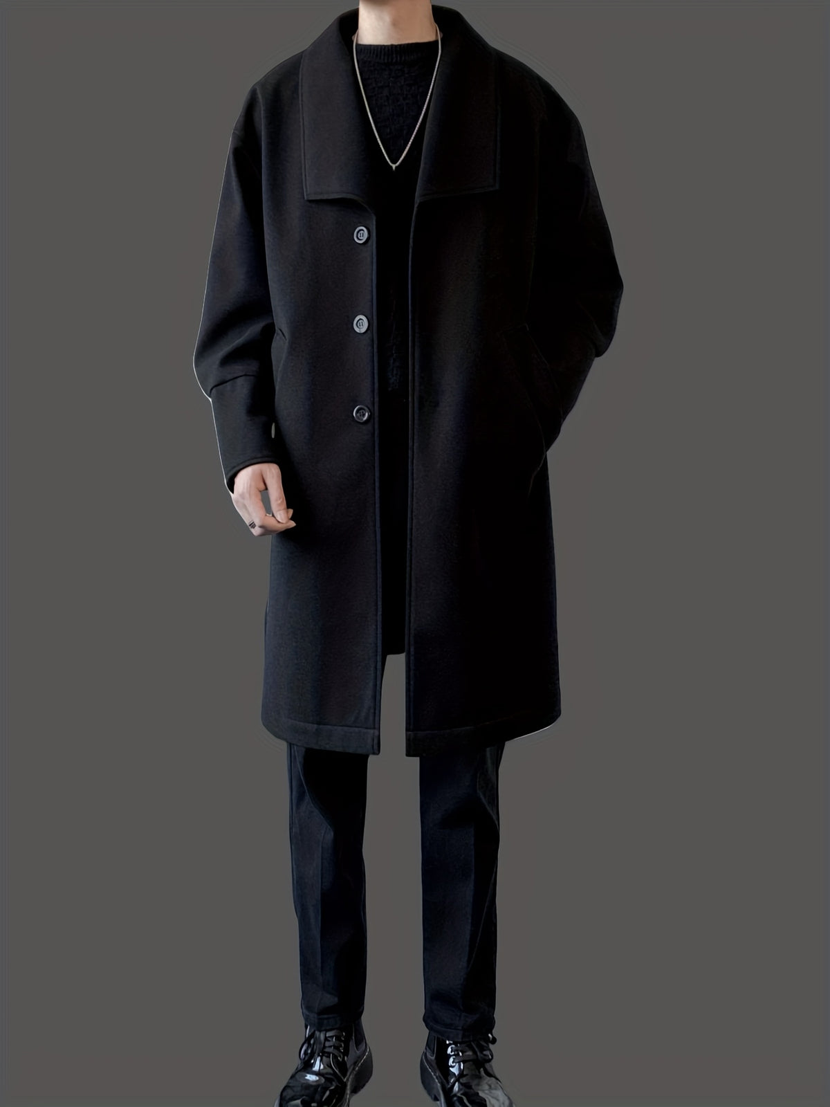 Manteau long pour homme, à revers, abricot