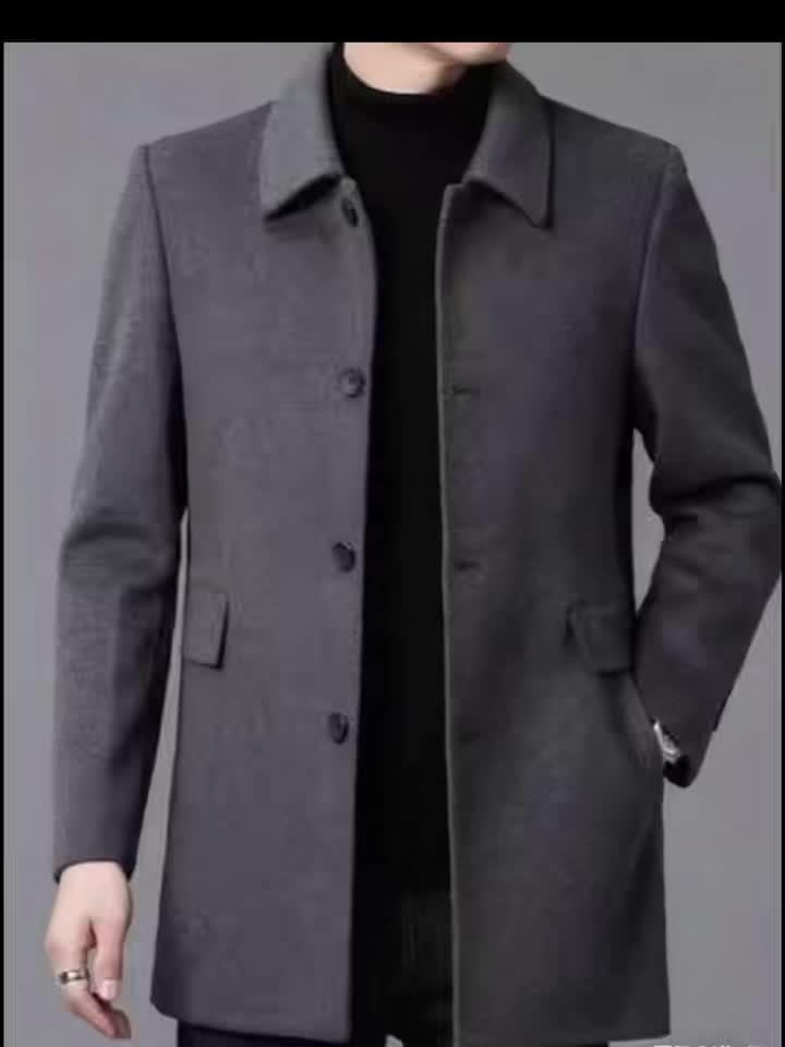 Trench pour homme, à revers, noir