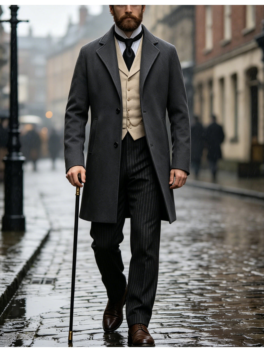 Manteau, tweed, à revers, kaki, détail du vêtement