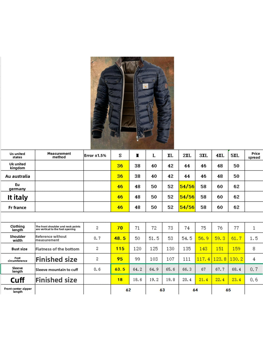 Guide des tailles — Veste matelassée, à col montant, gris