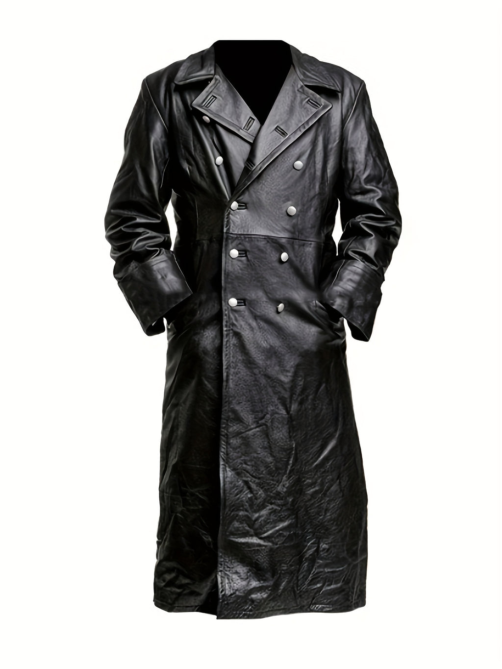 Manteau mi-long, à revers, noir, photo 9