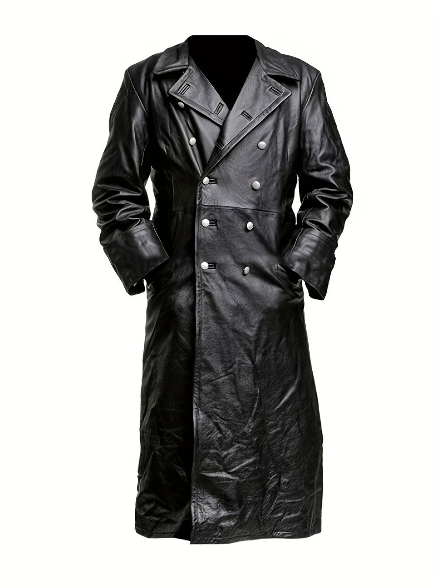 Manteau mi-long, à revers, noir, photo 9